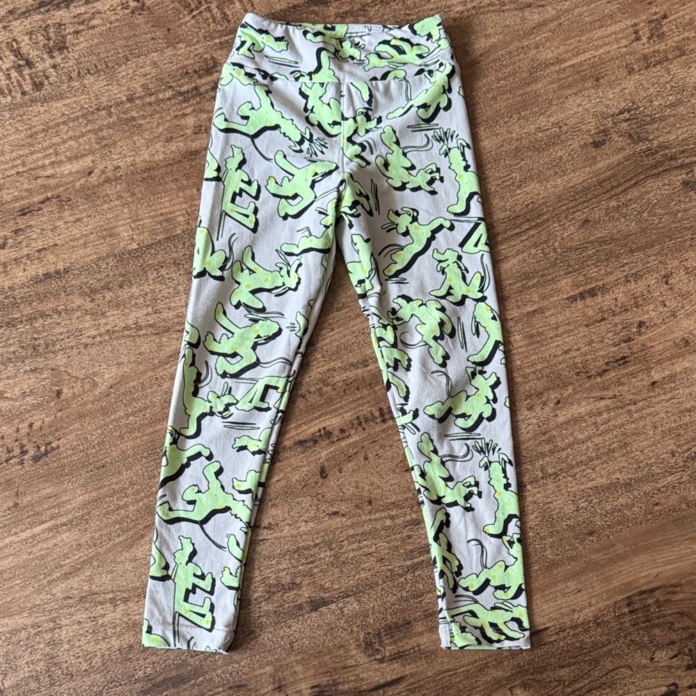 LuLaRoe Kids Lime and Gray Patterned Leggings